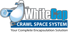 A logo for the white stuff crawl space system.